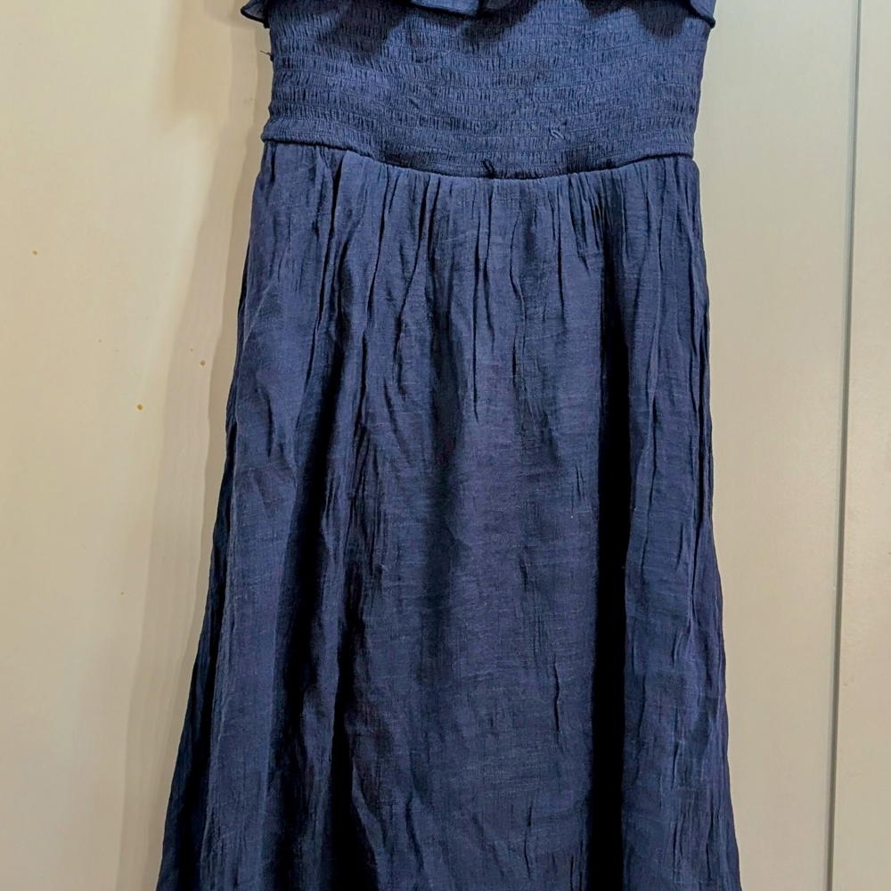 Iz Byer Strapless Navy Dress